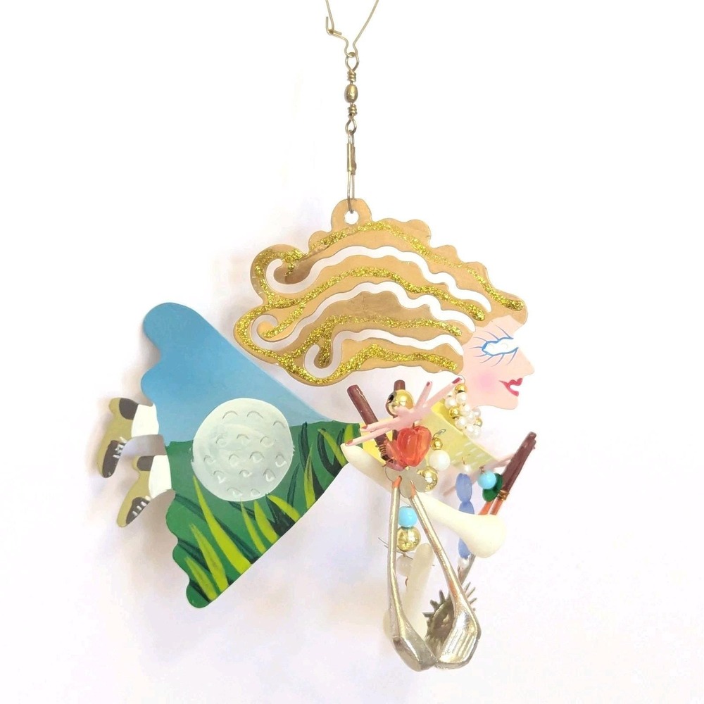 Silvestri Fanciful Flights Flying Christmas Golfer Ornament Signed K Rossi